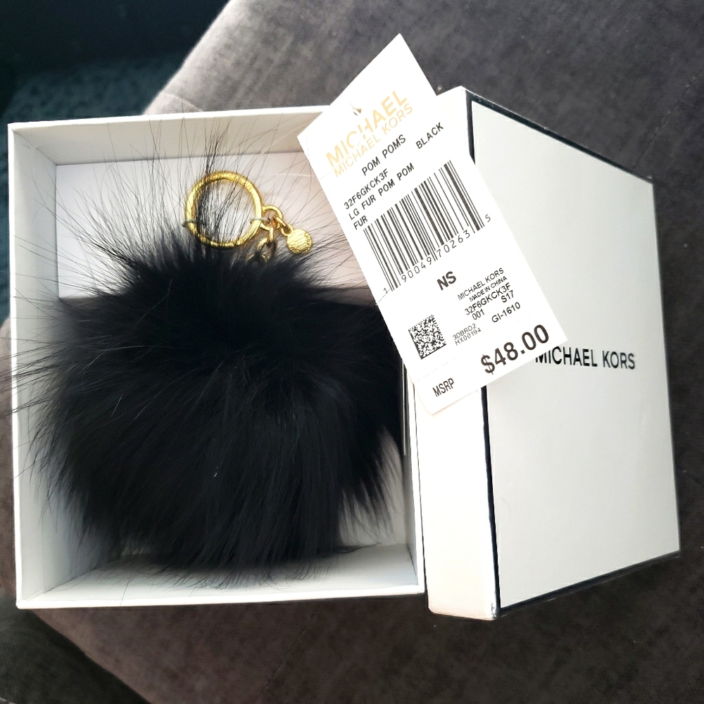 Michael Kors Large Fur Pom Pom Key Chain - NEW